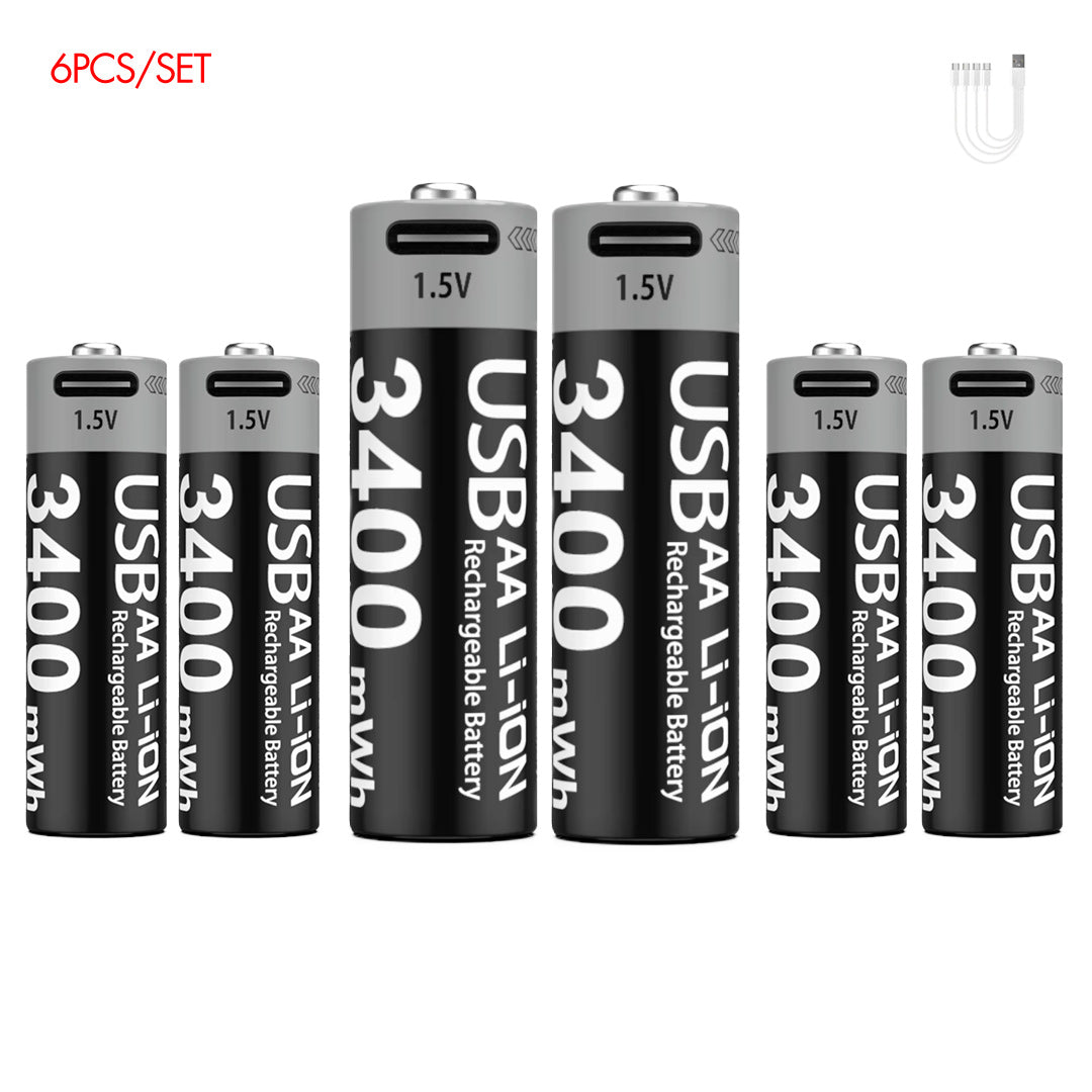 AA Rechargeable Li-ion Battery 1.5V 3400mWh-8PCS/SET