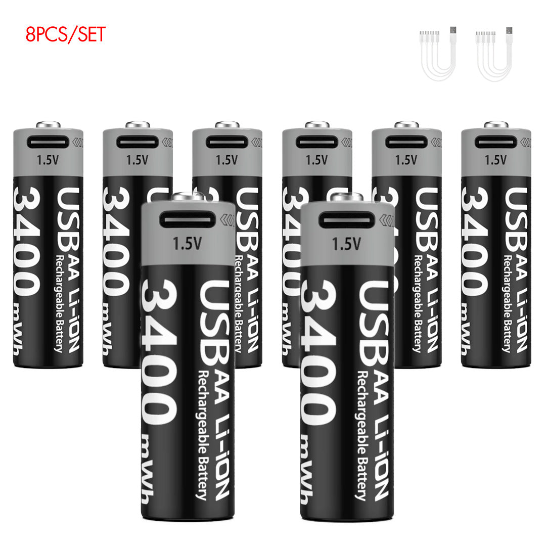 AA Rechargeable Li-ion Battery 1.5V 3400mWh-8PCS/SET
