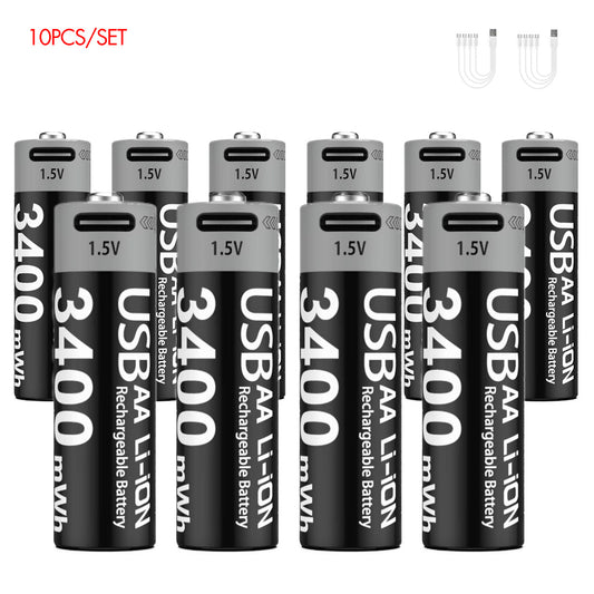 AA Rechargeable Li-ion Battery 1.5V 3400mWh-10PCS/SET