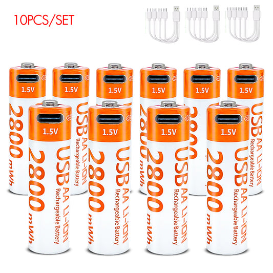 AA Rechargeable Li-ion Battery 1.5V 2800mWh-10PCS/SET