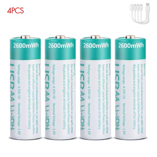 AA Rechargeable Li-ion Battery 1.5V 2600mWh-4PCS/SET
