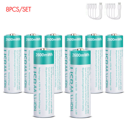 AA Rechargeable Li-ion Battery 1.5V 2600mWh-8PCS/SET