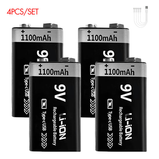 9V Rechargeable Li-ion Battery 9V 1100mWh-4PCS/SET