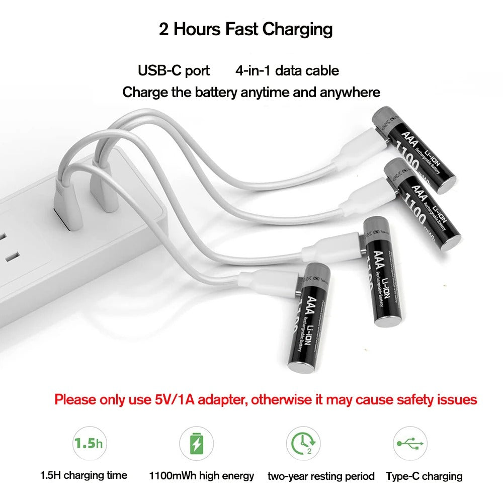 AA Rechargeable Li-ion Battery 1.5V 1100mWh-8PCS/SET