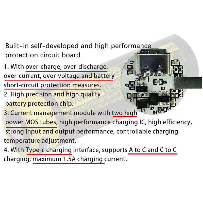 18650 Rechargeable Li-ion Battery 3.7V 2500mWh-4PCS/SET