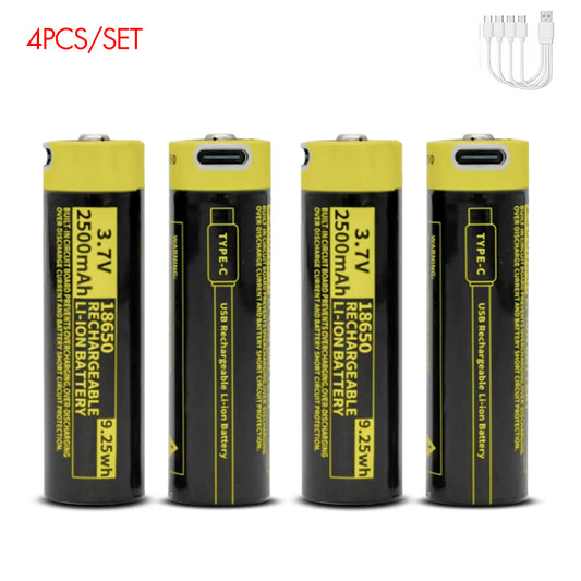 18650 Rechargeable Li-ion Battery 3.7V 2500mWh-4PCS/SET