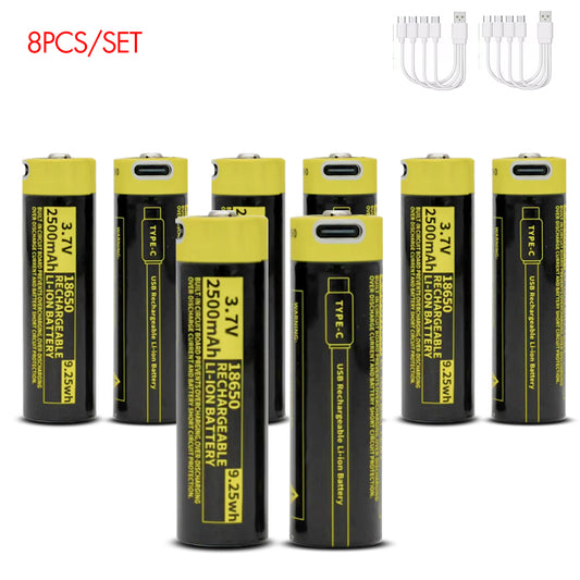 18650 Rechargeable Li-ion Battery 3.7V 2500mWh-8PCS/SET