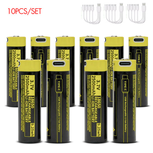 18650 Rechargeable Li-ion Battery 3.7V 2500mWh-10PCS/SET
