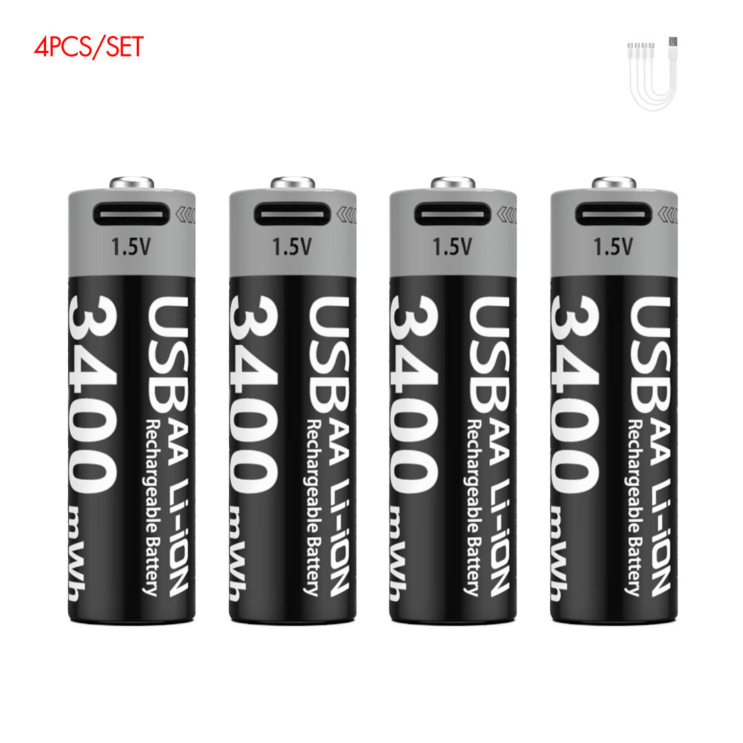 AA Rechargeable Li-ion Battery 1.5V 3400mWh-4PCS/SET