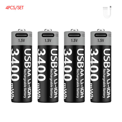 AA Rechargeable Li-ion Battery 1.5V 3400mWh-4PCS/SET