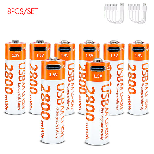 AA Rechargeable Li-ion Battery 1.5V 2800mWh-8PCS/SET