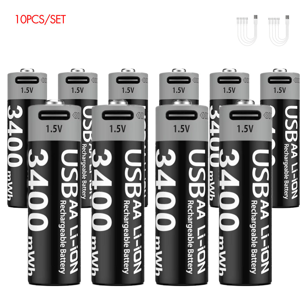 AA Rechargeable Li-ion Battery 1.5V 3400mWh-10PCS/SET