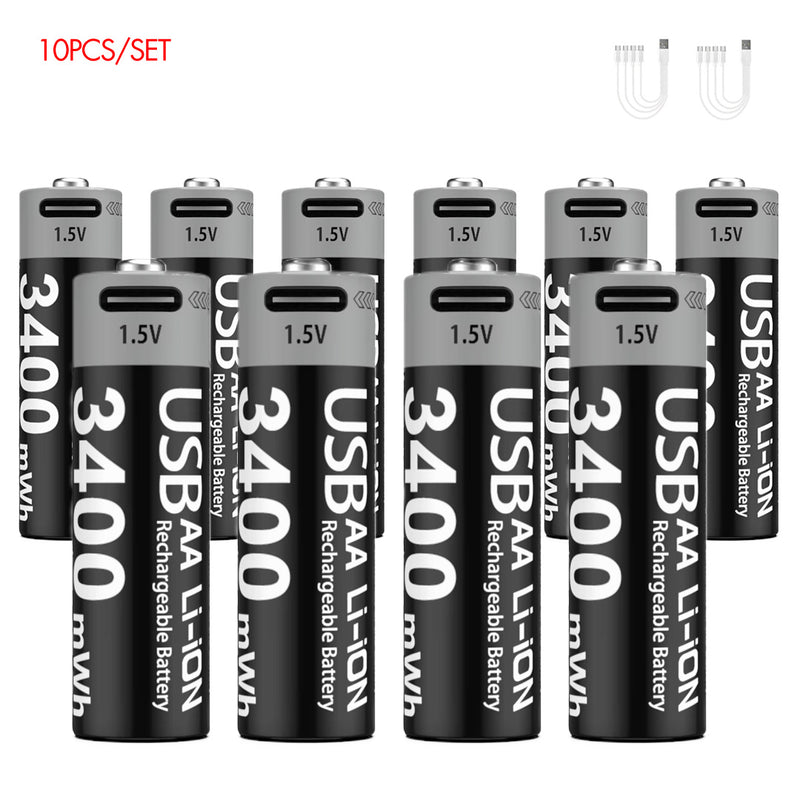 AA Rechargeable Li-ion Battery 1.5V 3400mWh-10PCS/SET