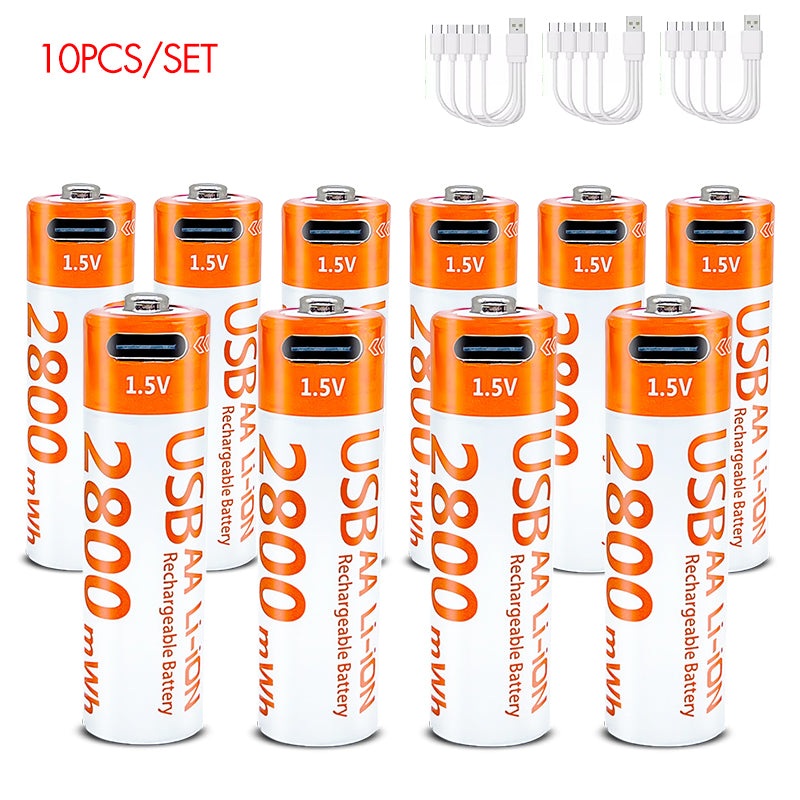 AA Rechargeable Li-ion Battery 1.5V 2800mWh-10PCS/SET