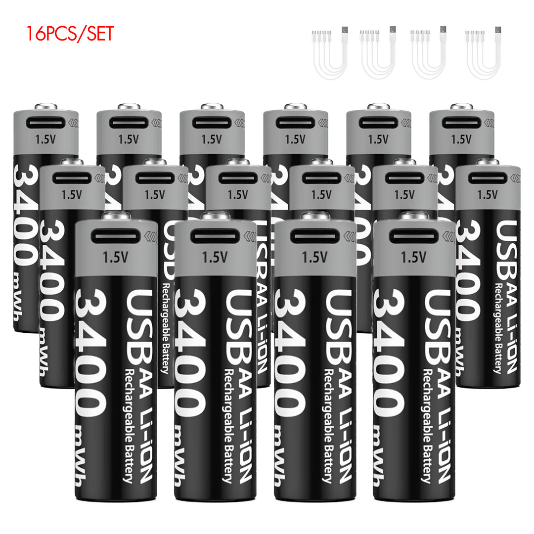 AA Rechargeable Li-ion Battery 1.5V 3400mWh-10PCS/SET