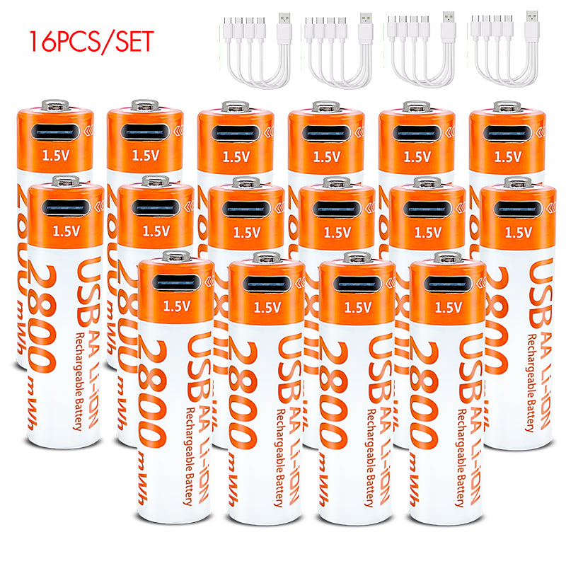 AA Rechargeable Li-ion Battery 1.5V 2800mWh-10PCS/SET
