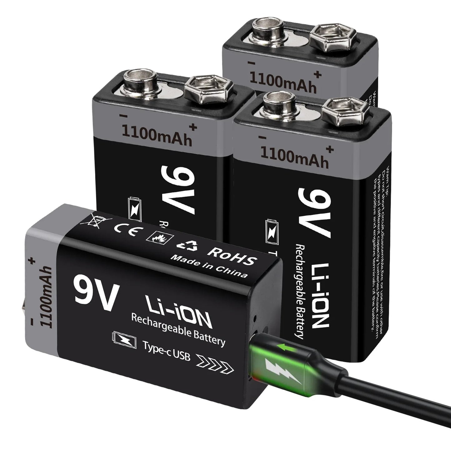 9V Rechargeable Li-ion Battery 9V 1100mWh-4PCS/SET