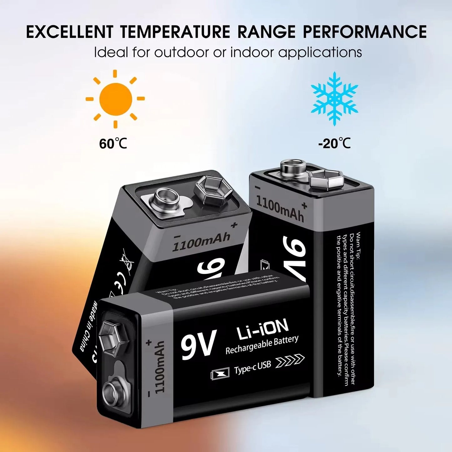 9V Rechargeable Li-ion Battery 9V 1100mWh-4PCS/SET
