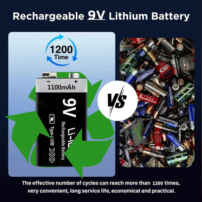 9V Rechargeable Li-ion Battery 9V 1100mWh-4PCS/SET