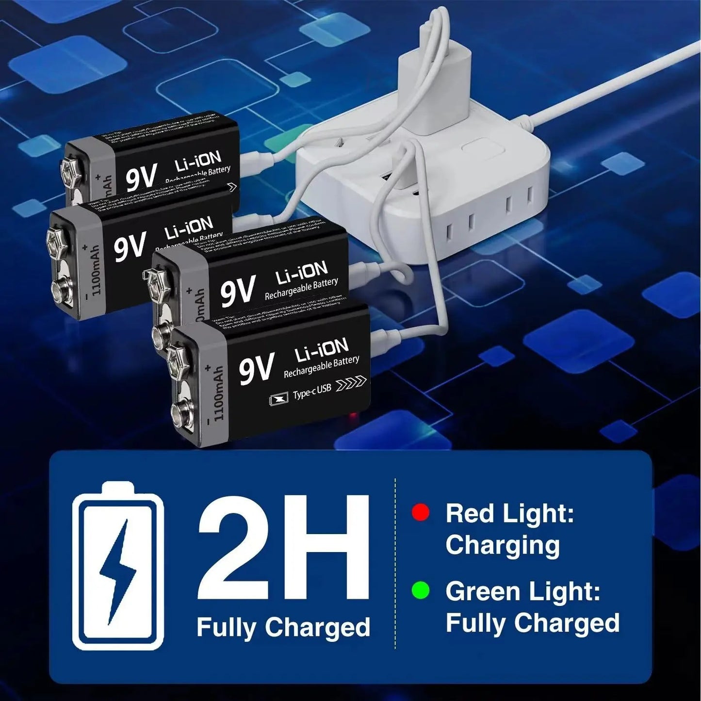 9V Rechargeable Li-ion Battery 9V 1100mWh-4PCS/SET