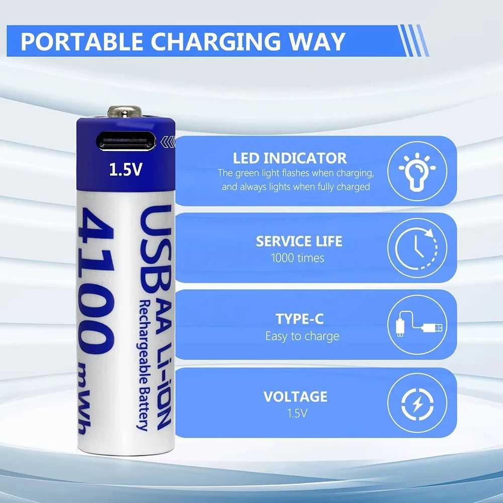 AA Rechargeable Li-ion Battery 1.5V 4100mWh-10PCS/SET