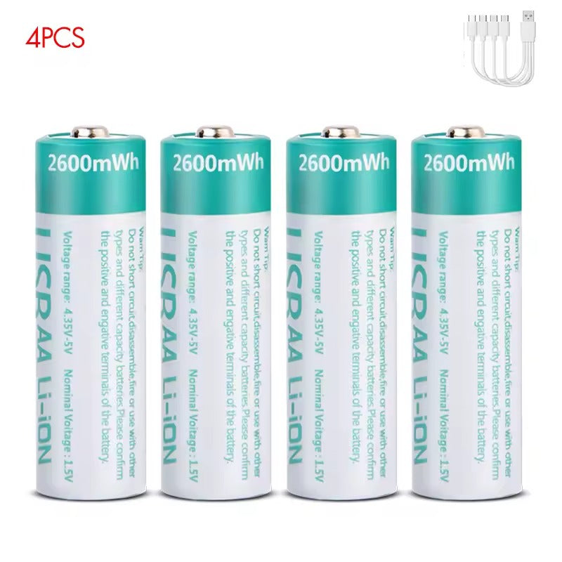 AA Rechargeable Li-ion Battery 1.5V 2600mWh-4PCS/SET