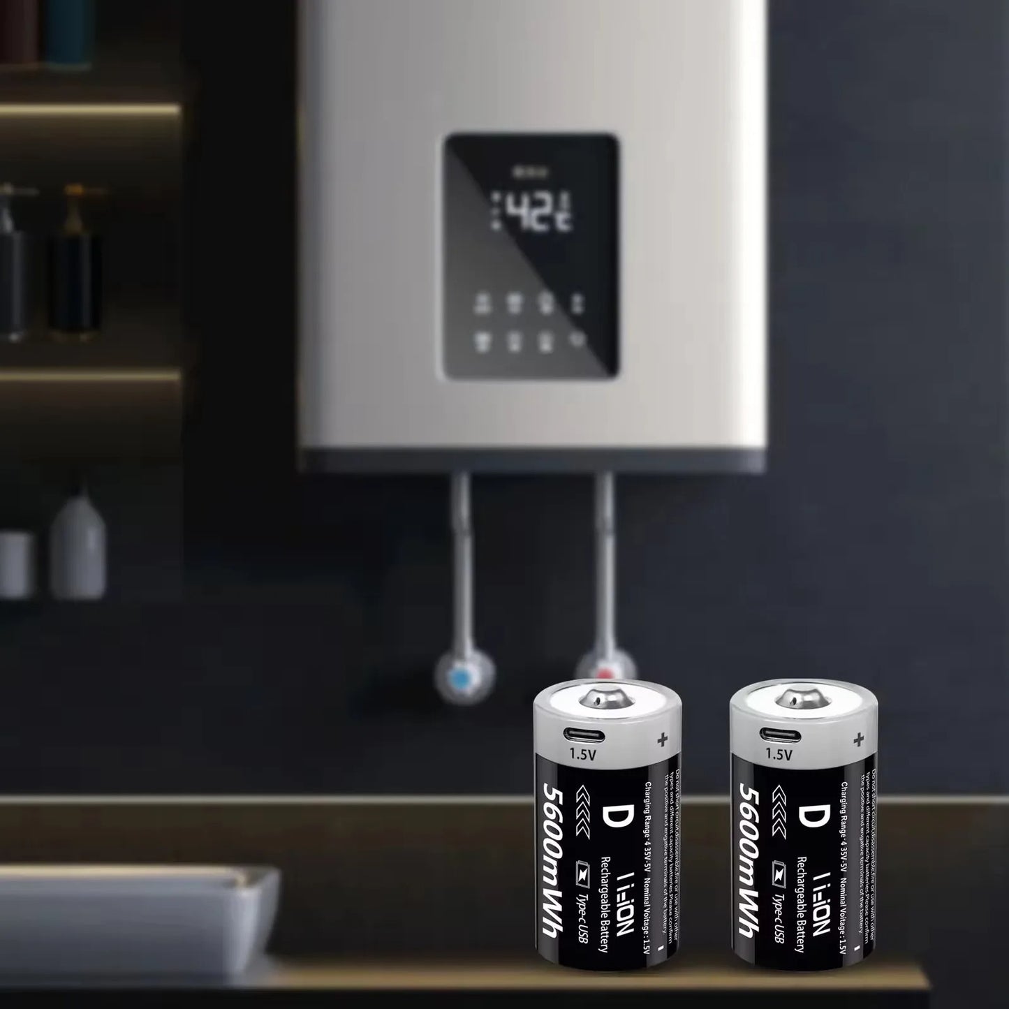 D-Cell Rechargeable Li-ion Battery 1.5V 5600mWh-4PCS/SET