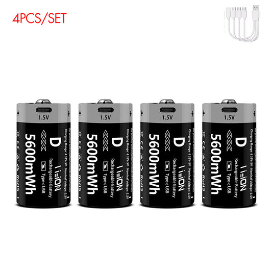 D-Cell Rechargeable Li-ion Battery 1.5V 5600mWh-4PCS/SET