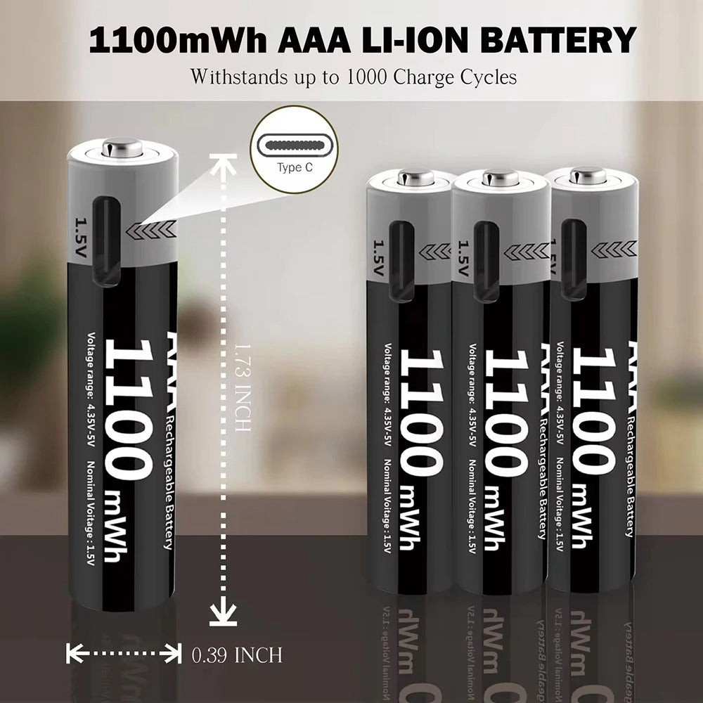 AA Rechargeable Li-ion Battery 1.5V 1100mWh-10PCS/SET