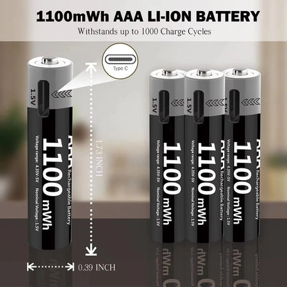 AA Rechargeable Li-ion Battery 1.5V 1100mWh-4PCS/SET
