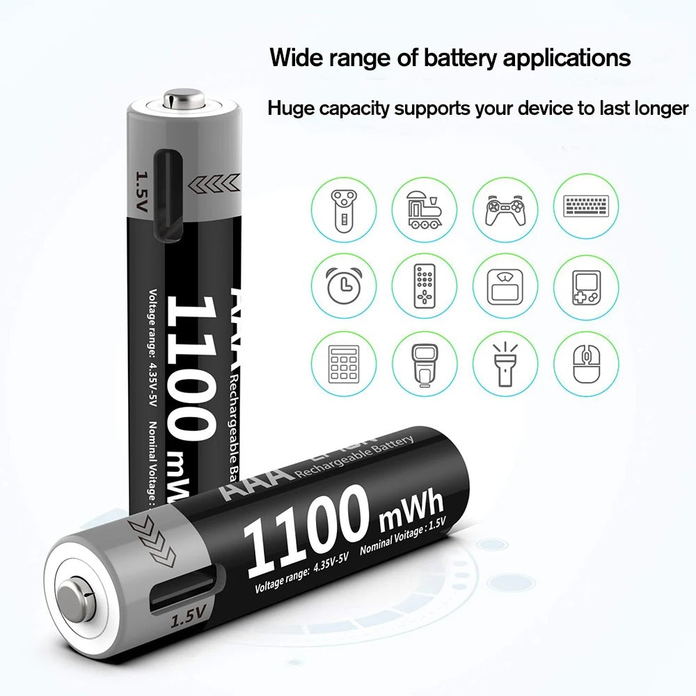 AA Rechargeable Li-ion Battery 1.5V 1100mWh-10PCS/SET