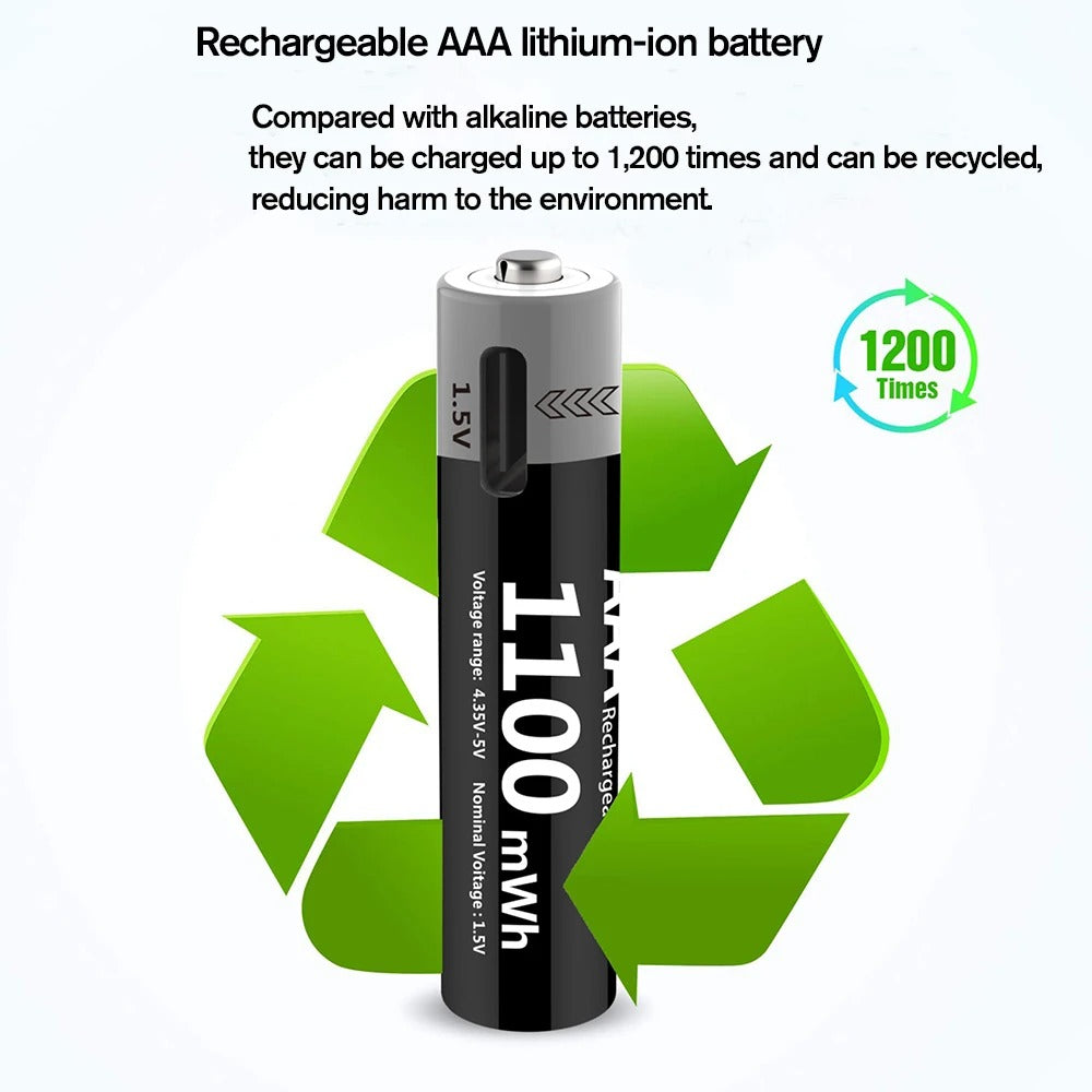 AA Rechargeable Li-ion Battery 1.5V 1100mWh-10PCS/SET