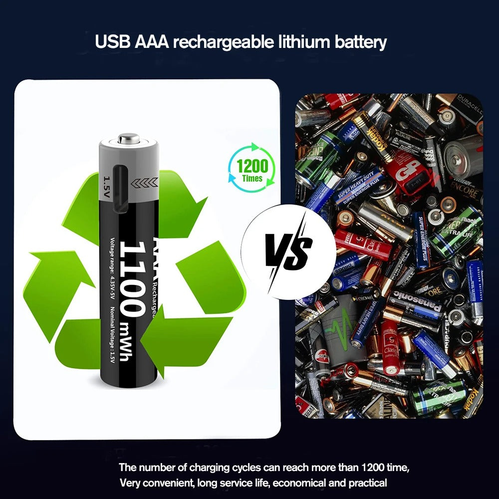 AA Rechargeable Li-ion Battery 1.5V 1100mWh-10PCS/SET
