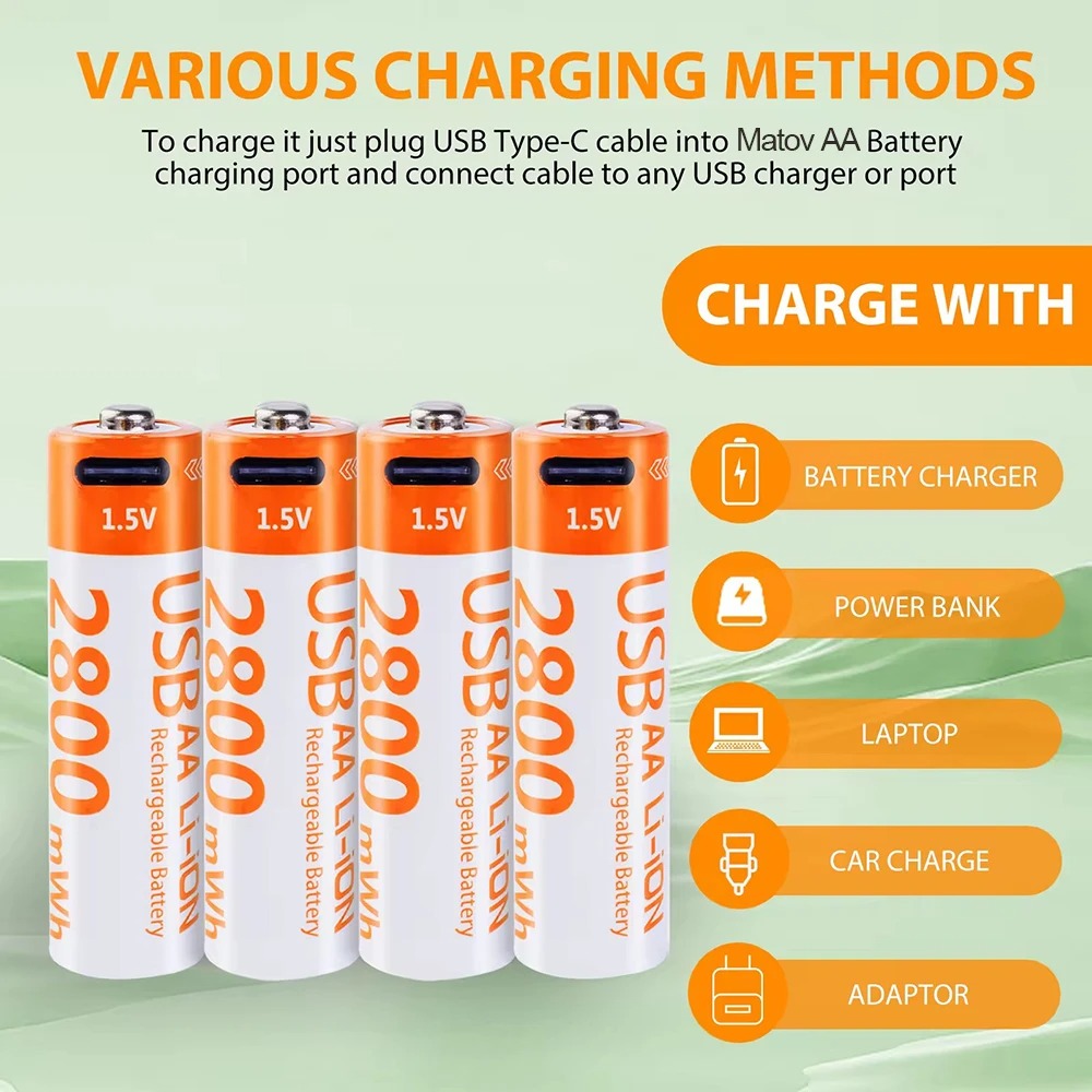AA Rechargeable Li-ion Battery 1.5V 2800mWh-10PCS/SET