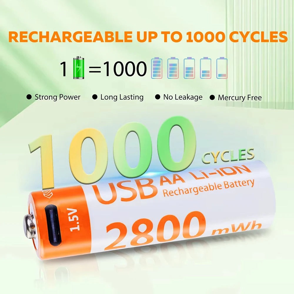 AA Rechargeable Li-ion Battery 1.5V 2800mWh-10PCS/SET