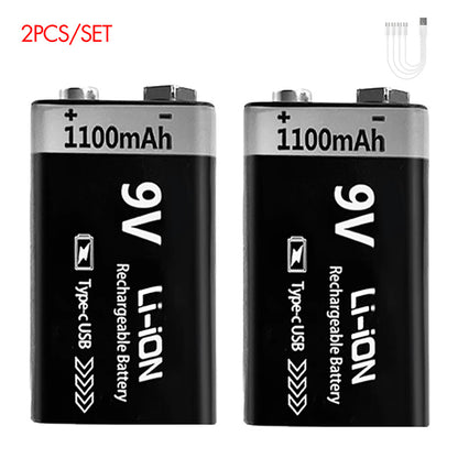 9V Rechargeable Li-ion Battery 9V 1100mWh-4PCS/SET