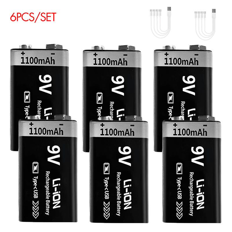 9V Rechargeable Li-ion Battery 9V 1100mWh-4PCS/SET