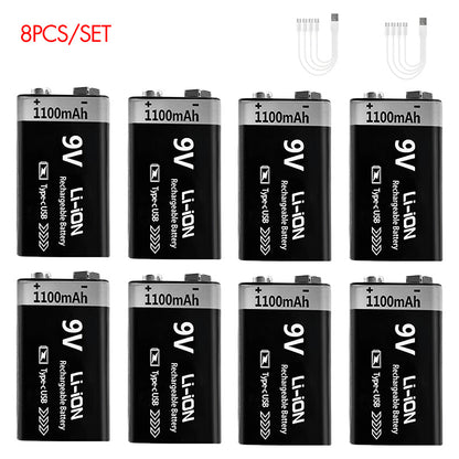 9V Rechargeable Li-ion Battery 9V 1100mWh-4PCS/SET