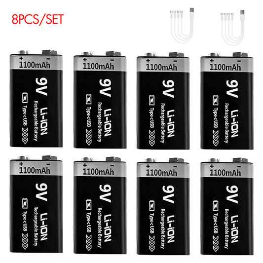 Rechargeable Li-ion Battery 9V 1100mWh-8PCS/SET