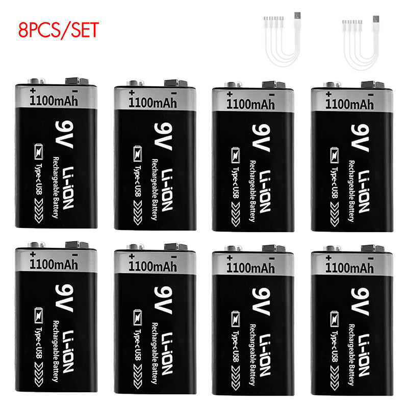 Rechargeable Li-ion Battery 9V 1100mWh-8PCS/SET