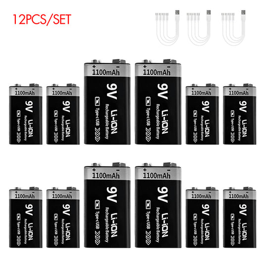 Rechargeable Li-ion Battery 9V 1100mWh-10PCS/SET