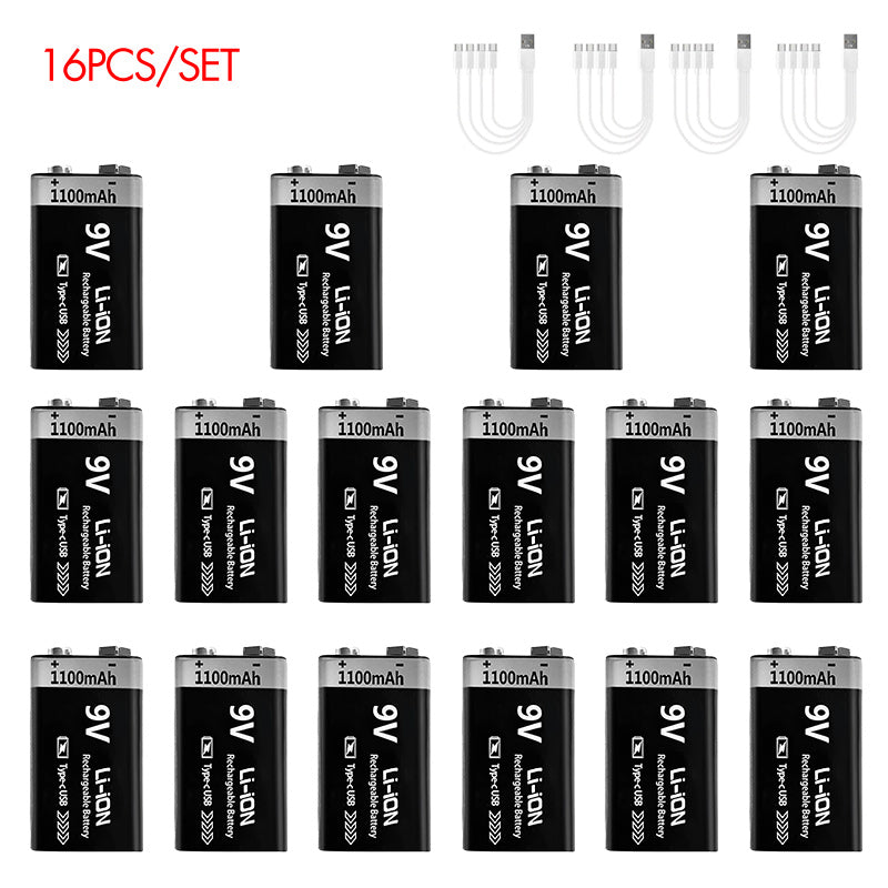9V Rechargeable Li-ion Battery 9V 1100mWh-4PCS/SET