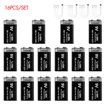 9V Rechargeable Li-ion Battery 9V 1100mWh-4PCS/SET