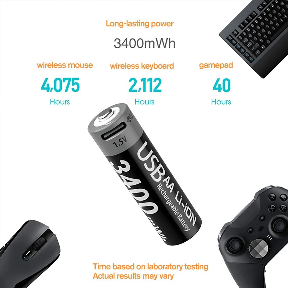 AA Rechargeable Li-ion Battery 1.5V 3400mWh-4PCS/SET