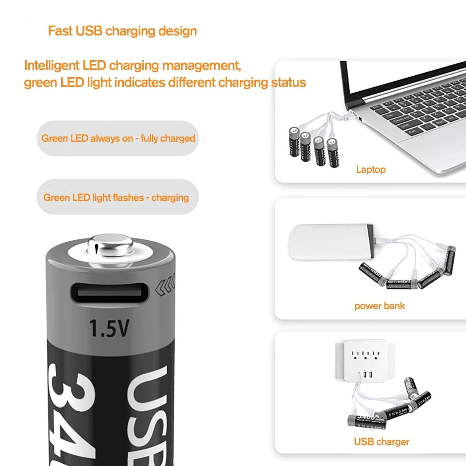 AA Rechargeable Li-ion Battery 1.5V 3400mWh-4PCS/SET