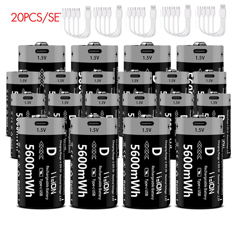 D-Cell Rechargeable Li-ion Battery 1.5V 5600mWh-8PCS/SET